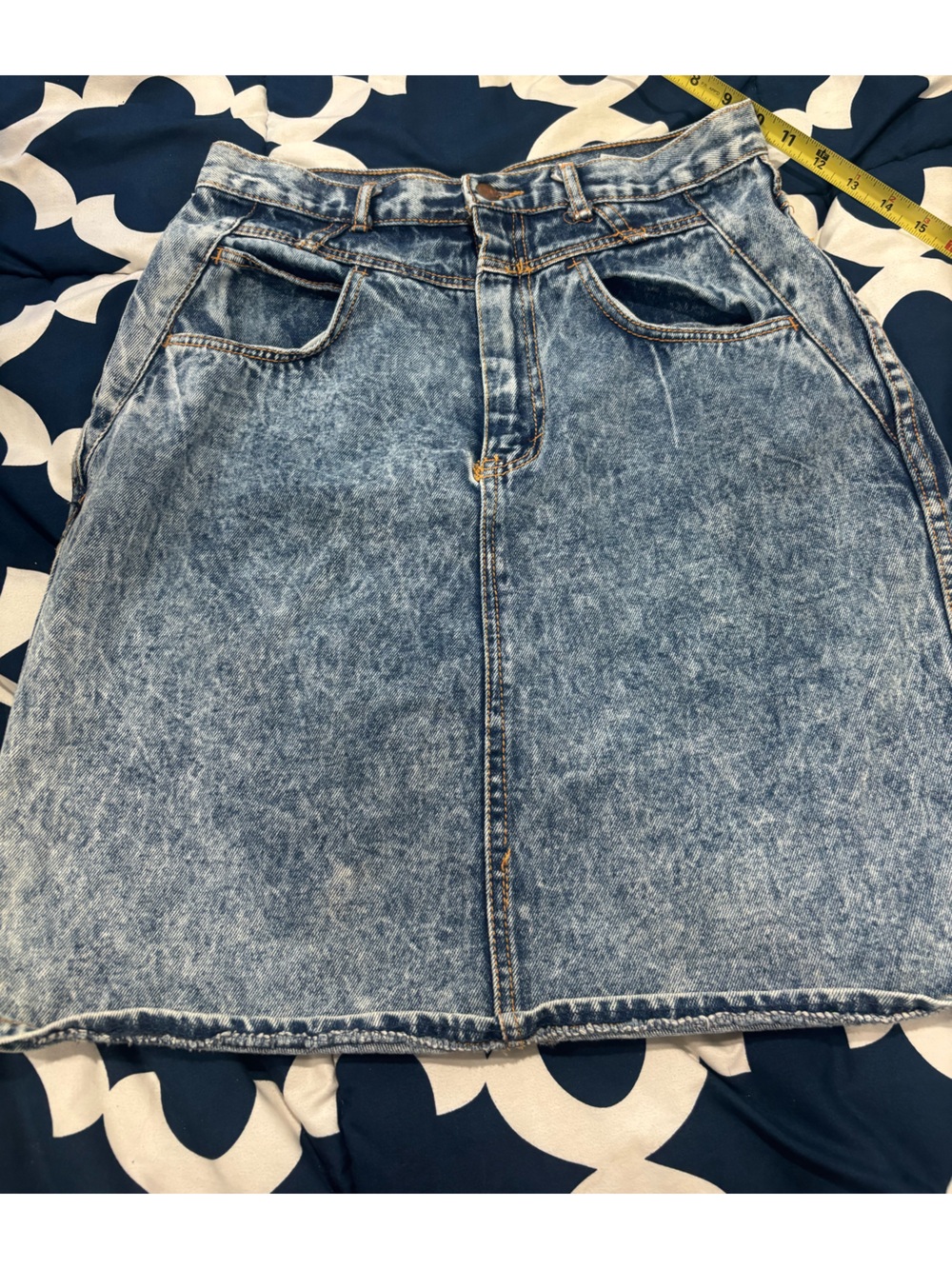 Vintage Gitano Acid-Wash Denim Skirt - Light Blue